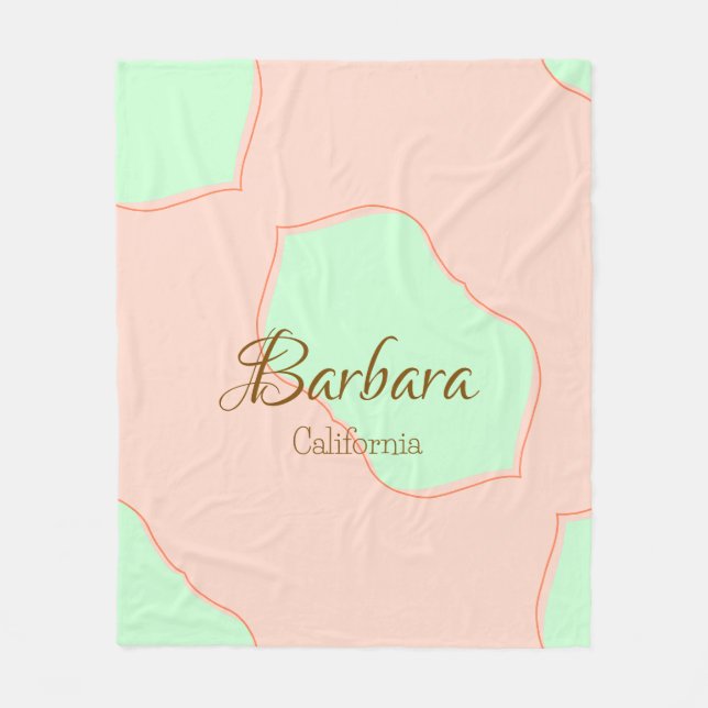Orange green pastel boho add name place rustic ele fleece blanket (Front)