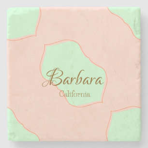 Orange green pastel boho add name place rustic ele stone coaster