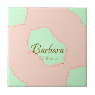 Orange green pastel boho add name place rustic ele tile