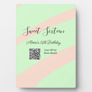 Orange green pastel  QR  Sweet sixteen birthday  Plaque