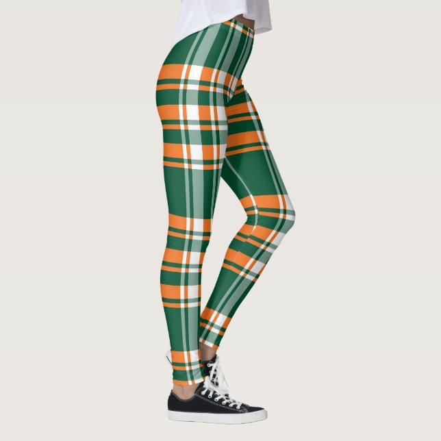 Orange green plaid pattern leggings (Right)
