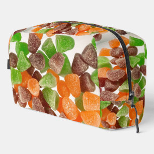 Orange green red gum candy sprinkled with sugar dopp kit