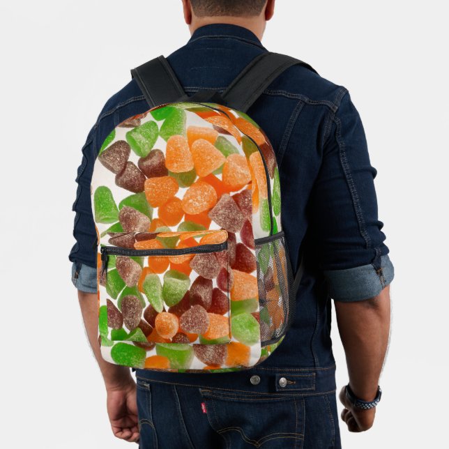Orange green red gum candy sprinkled with sugar printed backpack (Insitu (Model))
