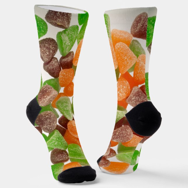 Orange green red gum candy sprinkled with sugar socks (Angled)