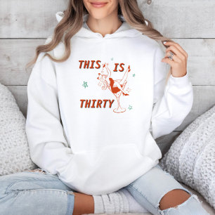 Orange & Green Retro Chic 30th Birthday Party Hoodie