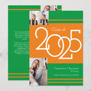 Orange Green School Color Graduation Announcement