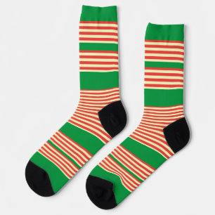 Orange Green Stripes  Socks