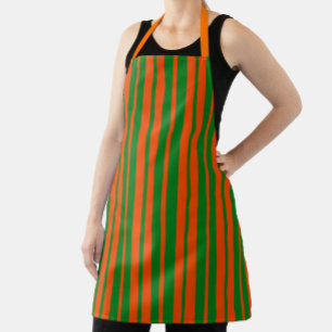 Orange Green Stylish Stripes Pattern Design  Apron