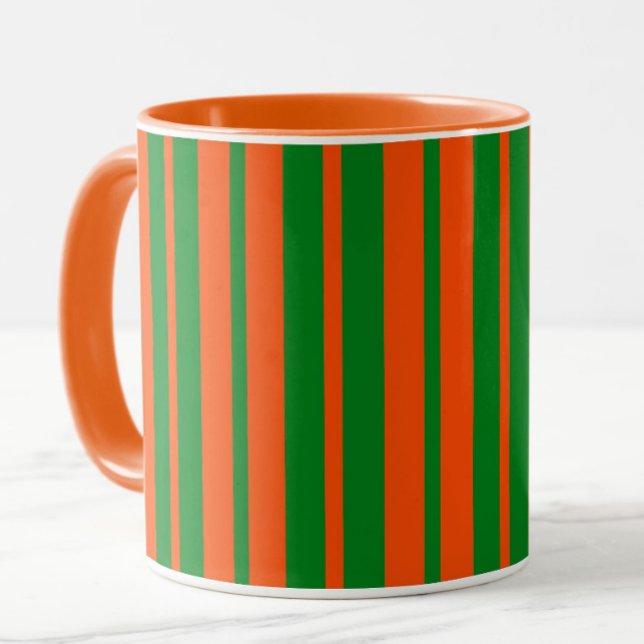 Orange Green Stylish Stripes Pattern Design  Mug (Creator Uploaded)