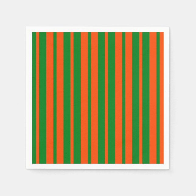 Orange Green Stylish Stripes Pattern Design  Napkin (Front)