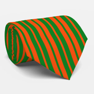 Orange Green Stylish Stripes Pattern Design Tie