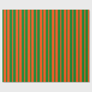 Orange Green Stylish Stripes Pattern Design Wrapping Paper