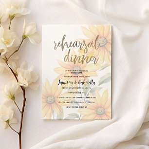 Orange green sunflower floral Rehearsal Dinner  Invitation