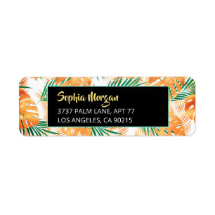 Orange & Green Tropical Leaves, nom et address