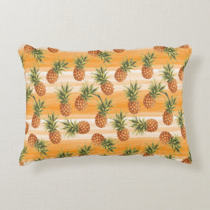 Orange Green Tropical Pineapple Fruit Pattern Decorative Pillow