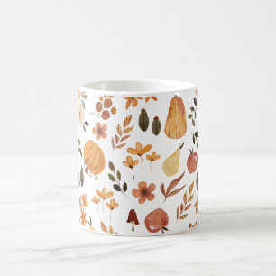 Orange Green Watercolor Autumn Pattern Wraparound Magic Mug