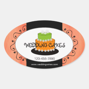 Orange Green Wedding Cake Bakery Product Sticker
