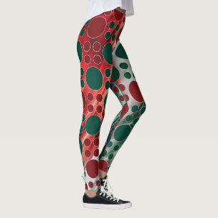 Orange Green White Polka dot Leggings
