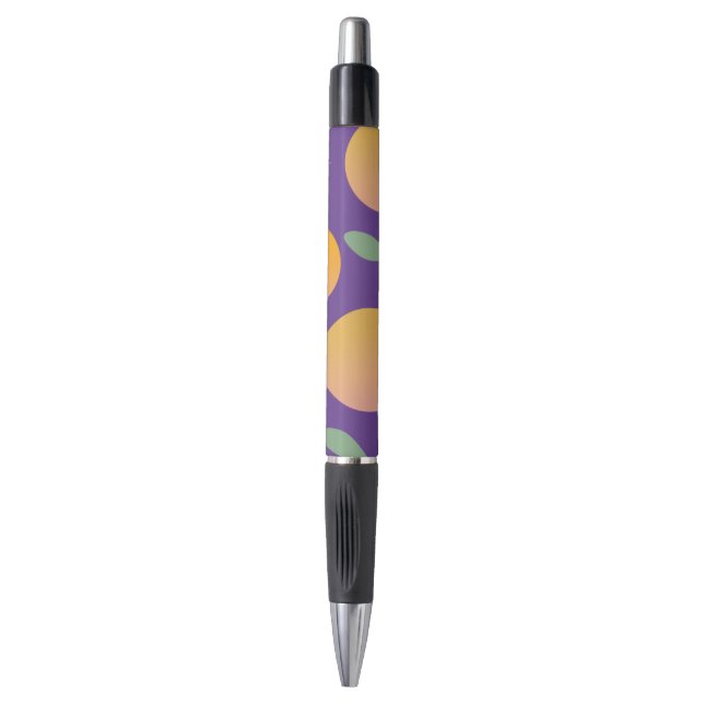 Orange Greenery Fruit Pattern Purple Pen (Front Vertical)