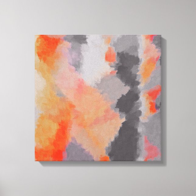 Orange Grey Abstract Canvas Print (Front)