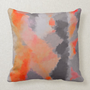 Orange Grey Abstract Throw Pillow