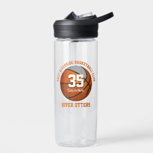 Orange grey basketball club colours team name  water bottle
