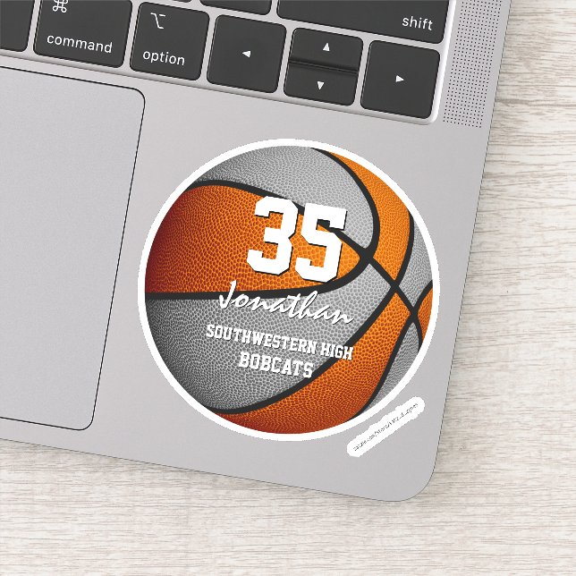Orange grey basketball team colours spirit gifts (Detail)
