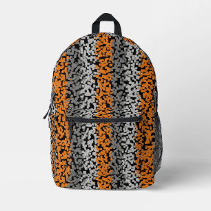Orange grey black digital pixelated stripes printed backpack