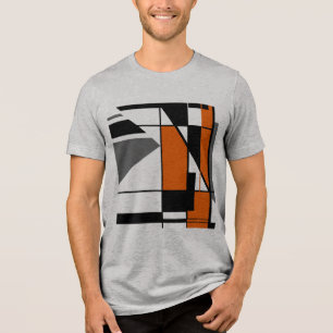 Orange Grey Black Geometric Mosaic MCM Look Tri-Blend Shirt