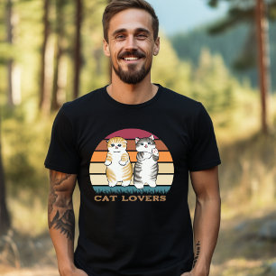 Orange Grey Brown Cat Lovers T Shirt