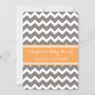 Orange Grey Chevron Baby Shower Note to Baby Advice Card