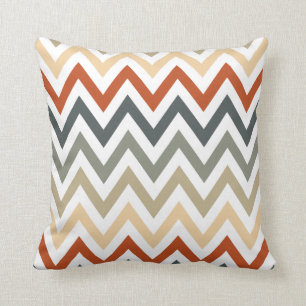 Orange Grey Chevron Geometric Designs Colour Throw Pillow