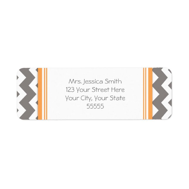 Orange Grey Chevrons Custom Return Address Labels (Front)
