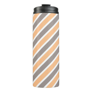 Orange Grey Diagonal Stripes Thermal Tumbler