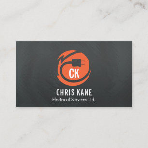 Orange & grey electrician logo design business card
