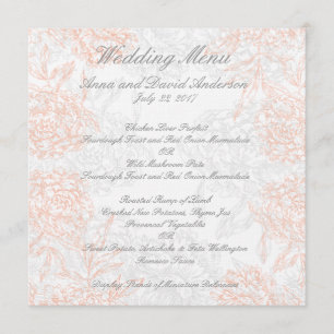 Orange Grey Floral Vintage Wedding Menu