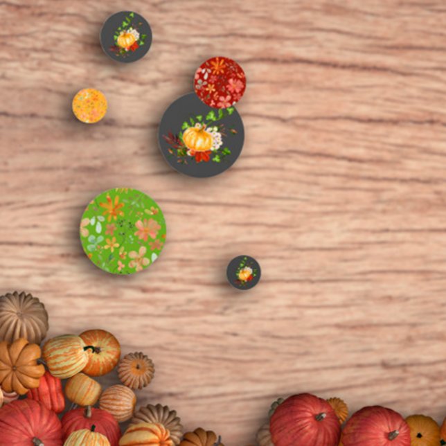 Orange grey flower pumpkin thanksgiving fall confetti (Creator Uploaded)