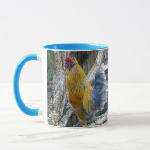 Orange Grey Fluffy Rooster, Mug