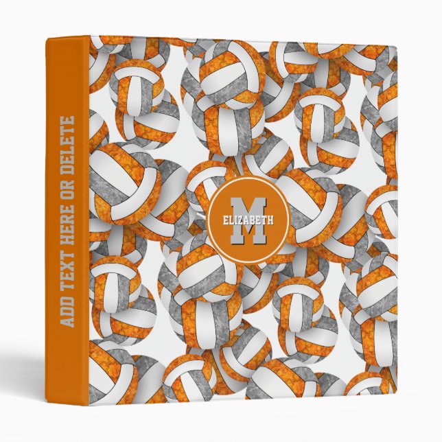 orange grey girls school colours volleyball patter binder (Front/Spine)