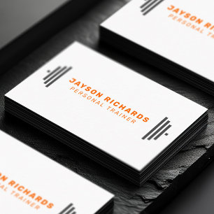 Orange/Grey Gym Barbell Symbol Personal Trainer Business Card