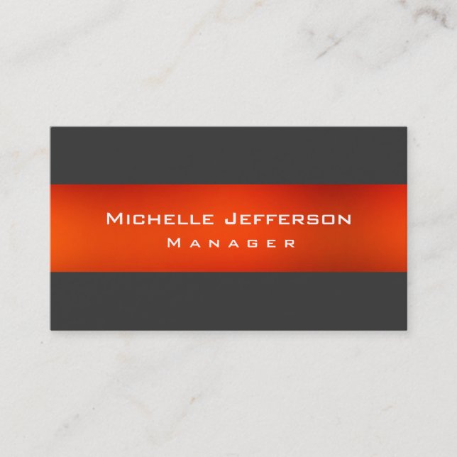 Orange Grey Modern Manager Business Card (Front)