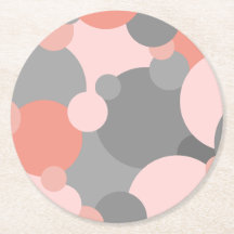 Orange-grey molecules paper coaster