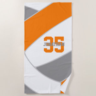 orange grey or ANY colours personalized volleyball Beach Towel