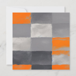Orange Grey Plaid Abstract  Invitation