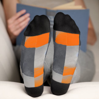 Orange Grey Plaid Chequered Socks