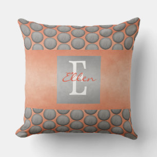 Orange & Grey Polka Dot Pattern Outdoor Pillow