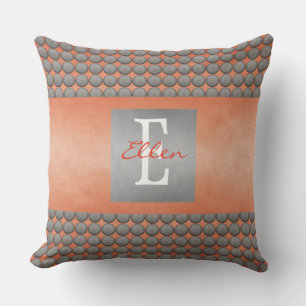 Orange & Grey Polka Dot Pattern Throw Pillow