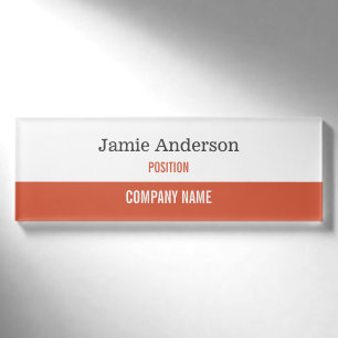 Orange & Grey Professional Name Tag