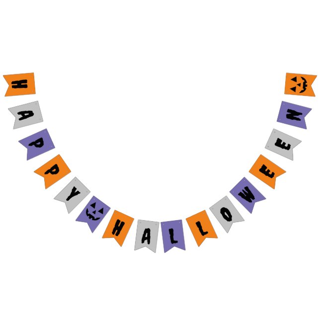 Orange Grey Purple Happy Halloween Bunting Flags (All)