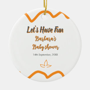 Orange grey retro spanish baby shower boho modern ceramic ornament